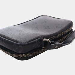 Pre Owned Louis Vuitton Black Monogram Eclipse Reverse Double Phone Pouch
