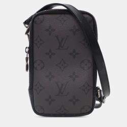 Pre Owned Louis Vuitton Black Monogram Eclipse Reverse Double Phone Pouch