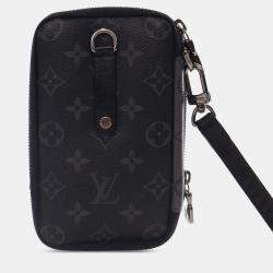 Pre Owned Louis Vuitton Black Monogram Eclipse Reverse Double Phone Pouch