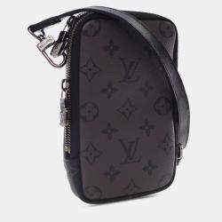 Pre Owned Louis Vuitton Black Monogram Eclipse Reverse Double Phone Pouch