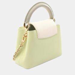 مملوكة مسبقًا Louis Vuitton Capucines Mini Handbag Leather Green And White