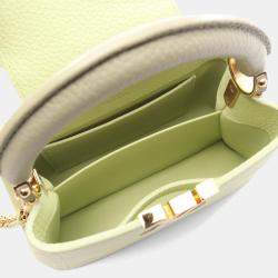 مملوكة مسبقًا Louis Vuitton Capucines Mini Handbag Leather Green And White