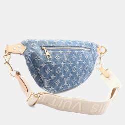 Pre Owned Louis Vuitton High-Rise Waist Bag/Body Bag In Monogram Denim And Leather Navy Blue