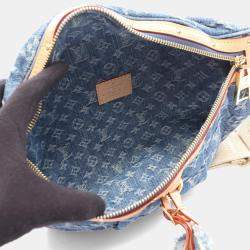 Pre Owned Louis Vuitton High-Rise Waist Bag/Body Bag In Monogram Denim And Leather Navy Blue