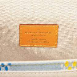 Pre Owned Louis Vuitton Lv Birds Damier Denim Cargo Wearable Wallet Shoulder Bag Blue Multicolor Brown Leather