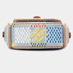 Pre Owned Louis Vuitton Lv Birds Damier Denim Cargo Wearable Wallet Shoulder Bag Blue Multicolor Brown Leather