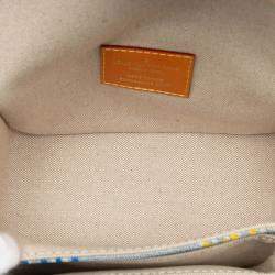 Pre Owned Louis Vuitton Lv Birds Damier Denim Cargo Wearable Wallet Shoulder Bag Blue Multicolor Brown Leather