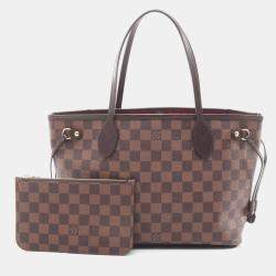 Pre Owned Louis Vuitton Neverfull Pm Tote Bag Coated Canvas And Leather With Damier Finish Brown
