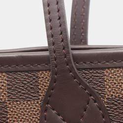 Pre Owned Louis Vuitton Neverfull Pm Tote Bag Coated Canvas And Leather With Damier Finish Brown