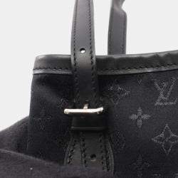 Pre Owned Louis Vuitton Little Bucket Monogram Satin Handbag Fabric And Leather Black