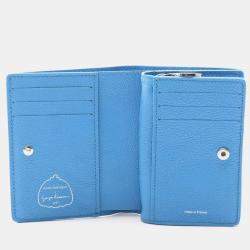 Pre Owned Louis Vuitton LV×YK Portefeuille Claire Bifold Wallet Leather Monogram Empreinte Blue/White