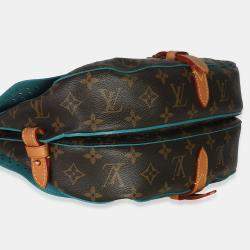 Pre Owned Louis Vuitton Teal Monogram Canvas Flore Perforated Saumur