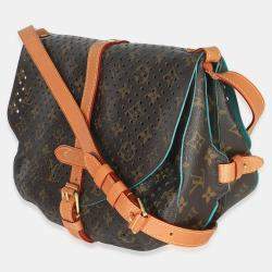 Pre Owned Louis Vuitton Teal Monogram Canvas Flore Perforated Saumur
