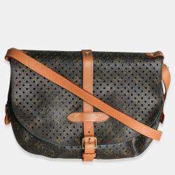 Pre Owned Louis Vuitton Teal Monogram Canvas Flore Perforated Saumur