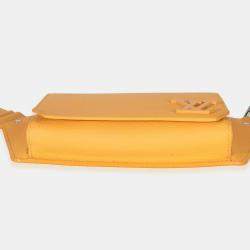 Pre Owned Louis Vuitton Safran Yellow Grained Calfskin Aerogram Takeoff Slingbag