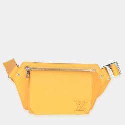 Pre Owned Louis Vuitton Safran Yellow Grained Calfskin Aerogram Takeoff Slingbag
