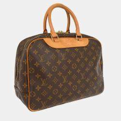 Pre Owned Louis Vuitton Brown Monogram Coated Canvas, Leather Deauville Bowling Vanity Handbag