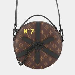 Pre Owned Louis Vuitton Black Brown Monogram Wheel Box