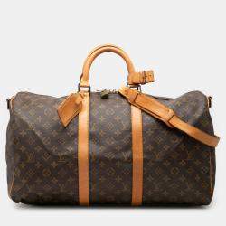 Pre Owned Louis Vuitton Brown Monogram Keepall Bandouliere 50