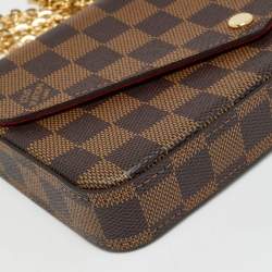 Pre Owned Louis Vuitton Pochette Félicie Damier Ebene Canvas Bag