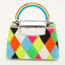 Pre Owned Louis Vuitton Ugo Rondinone Multicolor Harlequin Resin Beads Artycapucines BB Bag