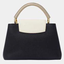 Pre Owned حقيبة لوي فيتون كابوسينز MM جلد توريلون أسود/كريم/غال أسود