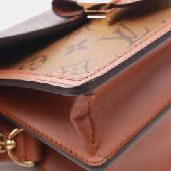 Pre Owned Louis Vuitton Dauphine Mini Shoulder Bag Coated Canvas Leather Monogram Reverse Brown Beige