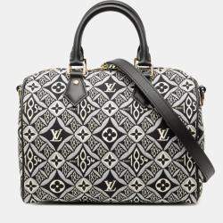 مملوكة مسبقًا Louis Vuitton Monogram Jacquard Speedy Bandouliere 25 Since 1854 Handbag Black Canvas Leather