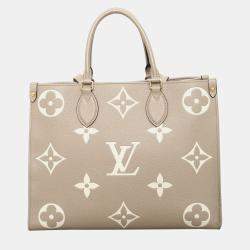 مملوكة مسبقًا Louis Vuitton Bicolor Beige Leather Monogram OnTheGo MM Bag GHW