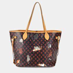 مملوكة مسبقًا Louis Vuitton Transformed Monogram Cat Catgram Neverfull MM Shoulder Bag With Pouch Canvas And Leather Tote Bag Brown