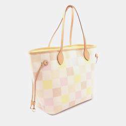 مملوكة مسبقًا حقيبة لوي فيتون نيفرفول قماش مطلي جلد داميريك وردي متعدد الألوان خوخي MM