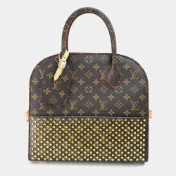 Pre Owned Louis Vuitton Monogram Studded Iconoclast Canvas/Pony Leather Brown and Red