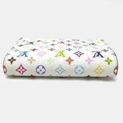 Pre Owned Louis Vuitton Takashi Murakami Collaboration Portefeuille Lisa Compact Blanc Monogram Canvas Small Wallet