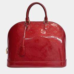 Pre Owned Louis Vuitton Red Leather Vernis Alma GM