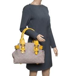 مملوكة مسبقًا Louis Vuitton Grey/Yellow Monogram Leather and Alligator Motard Biker Bag