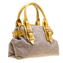 مملوكة مسبقًا Louis Vuitton Grey/Yellow Monogram Leather and Alligator Motard Biker Bag