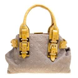 مملوكة مس بقًا Louis Vuitton Grey/Yellow Monogram Leather and Alligator Motard Biker Bag