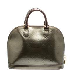 Pre Owned Louis Vuitton Vert Bronze Monogram Vernis Alma PM Bag