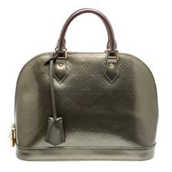 Pre Owned Louis Vuitton Vert Bronze Monogram Vernis Alma PM Bag
