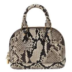 Pre Owned Louis Vuitton Beige Python Leather Alma BB Bag