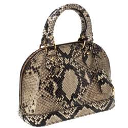 Pre Owned Louis Vuitton Beige Python Leather Alma BB Bag