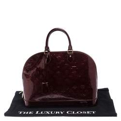 Pre Owned Louis Vuitton Amarante Monogram Vernis Alma GM Bag
