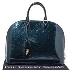 Pre Owned Louis Vuitton Blue Nuit Monogram Vernis Alma GM Bag