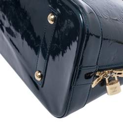 Pre Owned Louis Vuitton Blue Nuit Monogram Vernis Alma GM Bag