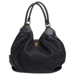 Pre Owned Louis Vuitton Black Monogram Mahina Leather L Bag