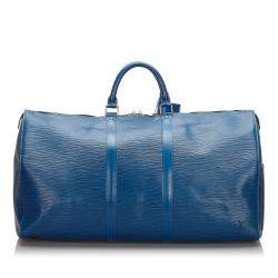 Pre Owned Louis Vuitton Toledo Blue Epi Leather Keepall 50 Bag