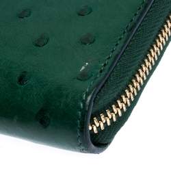 مملوكة مسبقًا محفظة لوي فيتون زيبي جلد نعام خضراء