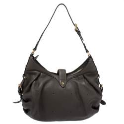 Pre Owned حقيبة لوي فيتون جلد Mahina مونوغرامية Gris Elephant XS