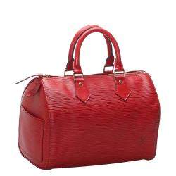 Pre Owned Louis Vuitton Red Epi Leather Speedy 25 Bag