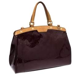 Pre Owned Louis Vuitton Rouge Fauviste Monogram Vernis Brea MM Bag